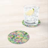 Exotic Blooming Waterverf Cacti Pattern Ronde Kartonnen Onderzetter (Insitu)