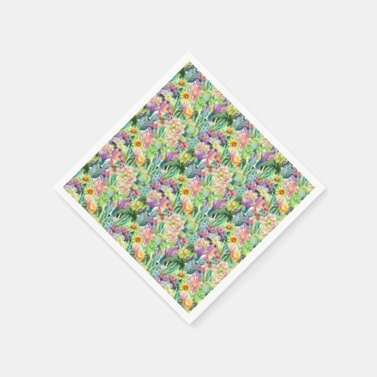 Exotic Blooming Waterverf Cacti Pattern Servet (Hoek)