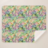 Exotic Blooming Waterverf Cacti Pattern Sherpa Deken (Voorkant (horizontaal))