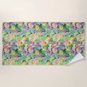 Exotic Blooming Waterverf Cacti Pattern Strandlaken (Voorkant)