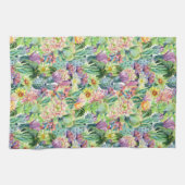 Exotic Blooming Waterverf Cacti Pattern Theedoek (Horizontaal)