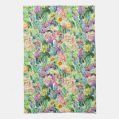 Exotic Blooming Waterverf Cacti Pattern Theedoek (Verticaal)