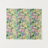 Exotic Blooming Waterverf Cacti Pattern Wandkleed (Voorkant (horizontaal))