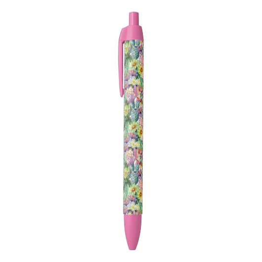 Exotic Blooming Waterverf Cacti Pattern Zwarte Inkt Pen (Top (Verticaal))