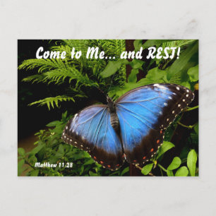 Exotic blue butterfly 2 briefkaart