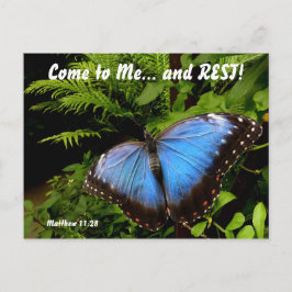 Exotic blue butterfly 2 briefkaart