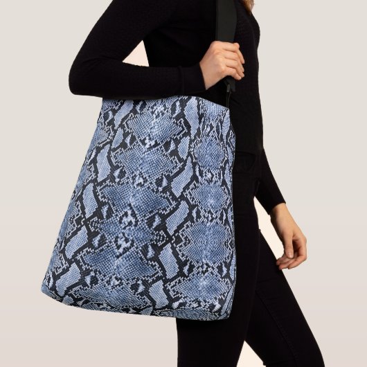 Exotic Blue Denim Python Snakeskin Crossbody Tas (Dichtbij)