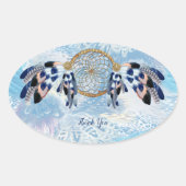 Exotic Blue Dream Catcher Briefpapier Ovale Sticker (Voorkant)