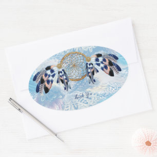 Exotic Blue Dream Catcher Briefpapier Ovale Sticker