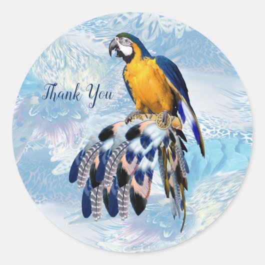 Exotic Blue Dream Catcher Briefpapier Ronde Sticker (Voorkant)