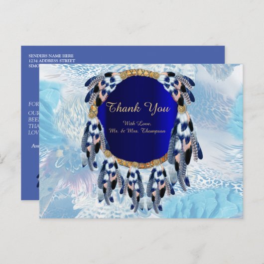 Exotic Blue Dream Catcher Hartelijk dank Aankondigingskaart (Voorkant / Achterkant)