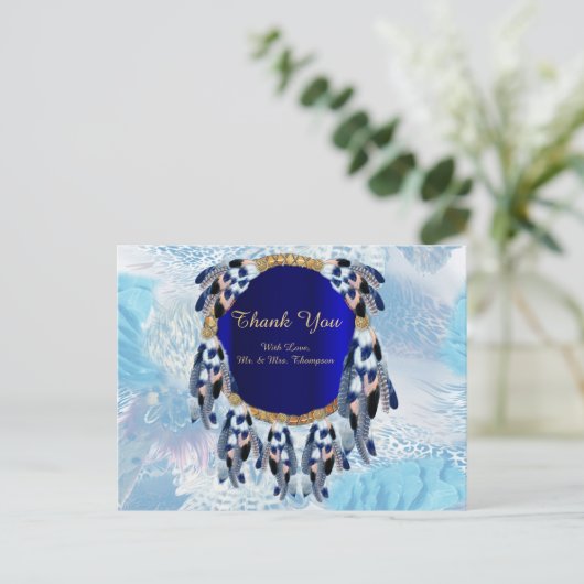 Exotic Blue Dream Catcher Hartelijk dank Aankondigingskaart (Staand voorkant)