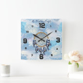 Exotic Blue Dream Catcher Home Decor Vierkante Klok (Huis)