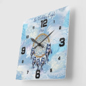 Exotic Blue Dream Catcher Home Decor Vierkante Klok (Hoek)