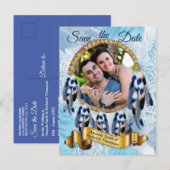 Exotic Blue Dream Catcher Save the date Aankondigingskaart (Voorkant / Achterkant)