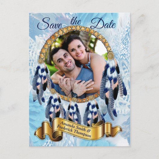 Exotic Blue Dream Catcher Save the date Aankondigingskaart (Voorkant)