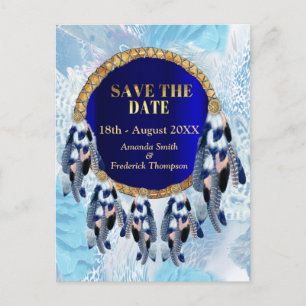 Exotic Blue Dream Catcher Save the Dates Aankondigingskaart