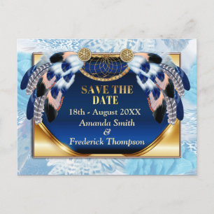 Exotic Blue Dream Catcher Save the Dates Aankondigingskaart