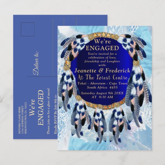 Exotic Blue Dream Catcher Verloving Uitnodiging Briefkaart (Voorkant / Achterkant)