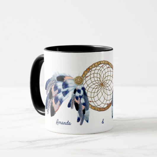 Exotic Blue Dream Catcher Wedding Gift Mok (Voorkant links)
