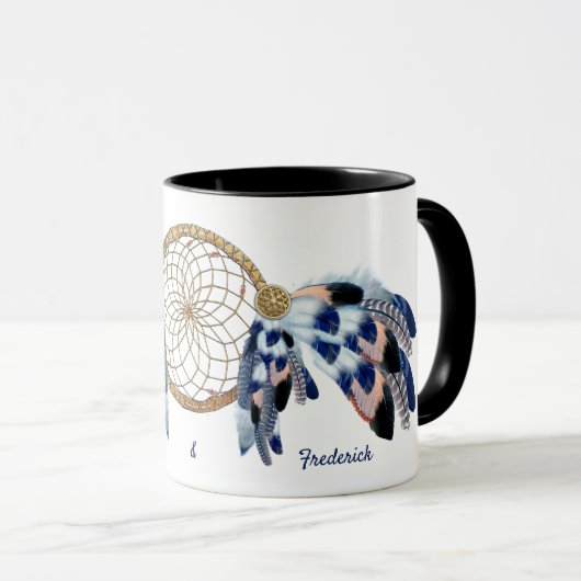 Exotic Blue Dream Catcher Wedding Gift Mok (Voorkant rechts)