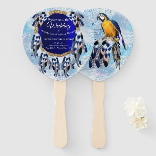 Exotic Blue Dream Catcher Wedding Handwaaier (Voorkant en achterkant)