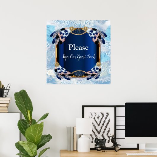 Exotic Blue Dream Catcher Wedding Poster (Thuiskantoor)