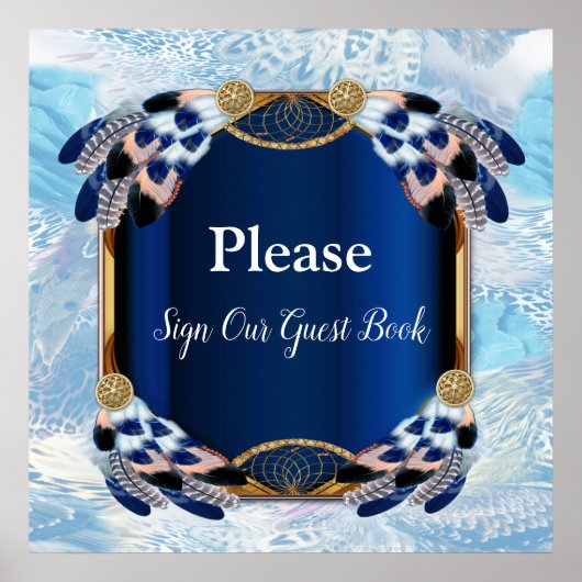 Exotic Blue Dream Catcher Wedding Poster (Voorkant)