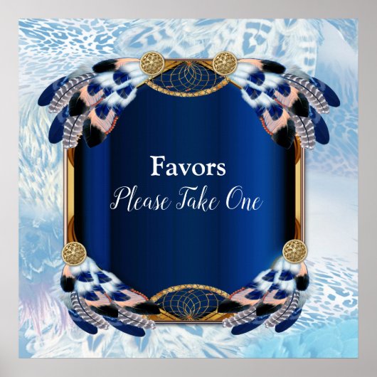 Exotic Blue Dream Catcher Wedding Poster (Voorkant)