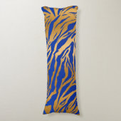 Exotic Blue & Gold Tiger Print Body Pillow Lichaamskussen (Voorkant Verticaal)