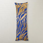 Exotic Blue & Gold Tiger Print Body Pillow Lichaamskussen (Achterkant (Verticaal))