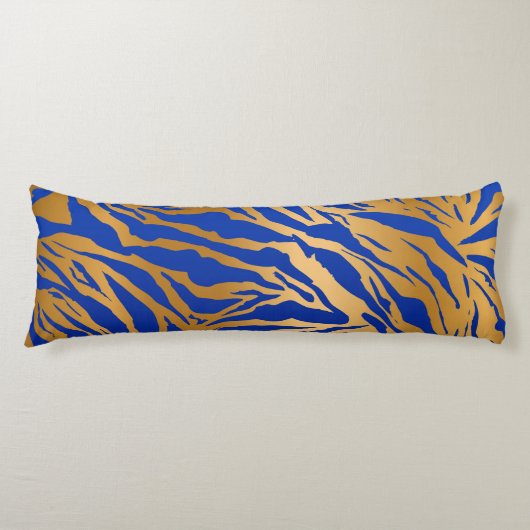 Exotic Blue & Gold Tiger Print Body Pillow Lichaamskussen (Voorkant)