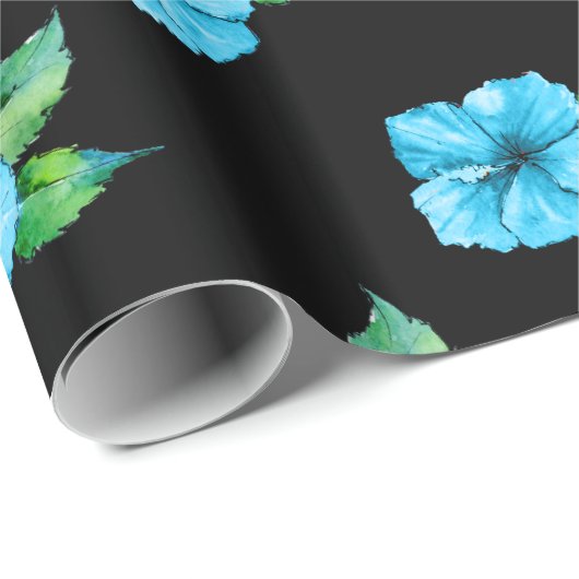 Exotic Blue Hibscus Cadeaupapier (Rol Hoek)