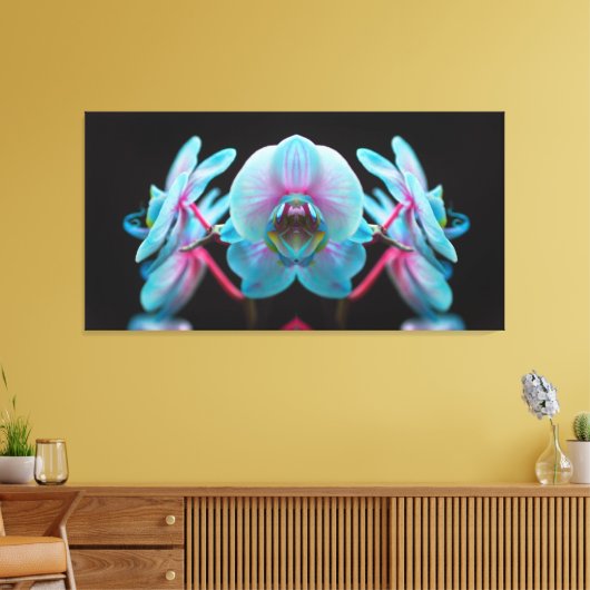 Exotic Blue Orchid Reflection Canvas Afdruk (Insitu (Woonkamer))