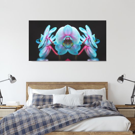Exotic Blue Orchid Reflection Canvas Afdruk (Insitu (Slaapkamer))