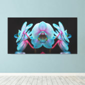 Exotic Blue Orchid Reflection Canvas Afdruk (Insitu (Houten vloer))