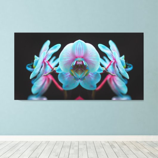 Exotic Blue Orchid Reflection Canvas Afdruk (Insitu (Houten vloer))