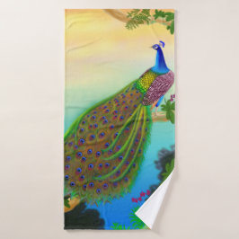Exotic Blue Peacock Bath Towel Badhanddoek