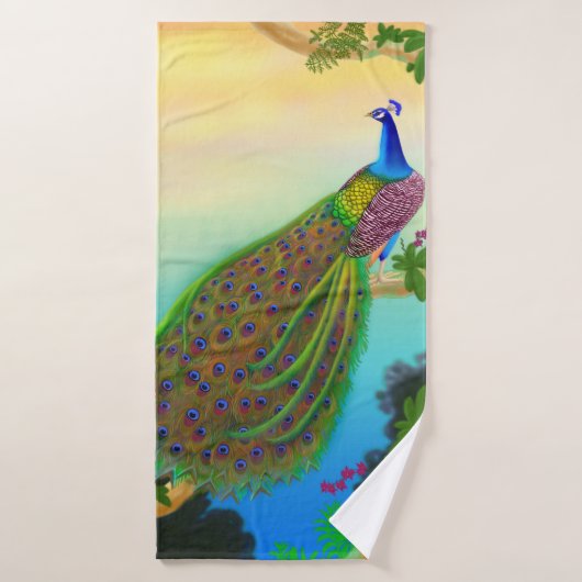 Exotic Blue Peacock Bath Towel Badhanddoek (Badhanddoek)