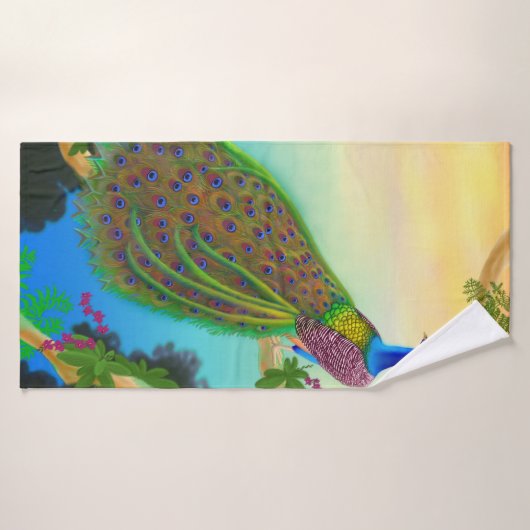 Exotic Blue Peacock Bath Towel Badhanddoek (Badhanddoek)