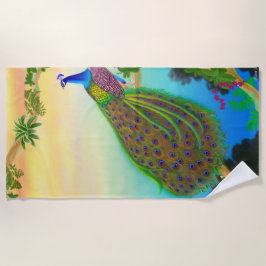 Exotic Blue Peacock Beach Towel Strandlaken