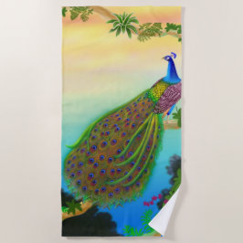 Exotic Blue Peacock Beach Towel Strandlaken