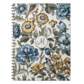Exotic Boho Blue & Gold Floral Monogram Notitieboek (Voorkant)