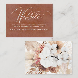 Exotic Boho Flowers Terracotta Wedding Website Informatiekaartje