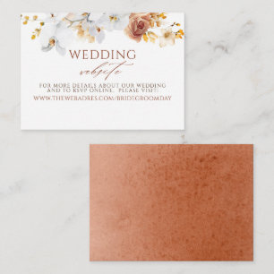 Exotic Boho Flowers Terracotta Wedding Website Informatiekaartje