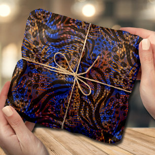 Exotic Brown Blue Animal Print Tissuepapier