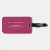 Exotic burgundy Flowers Monogram gestript Bagagelabel (Achterkant horizontaal)