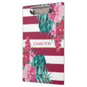 Exotic burgundy Monogram Floral gestript Klembord (Links)