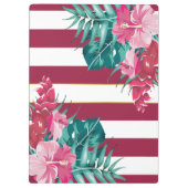 Exotic burgundy Monogram Floral gestript Klembord (Achterkant)