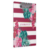 Exotic burgundy Monogram Floral gestript Klembord (Rechts)
